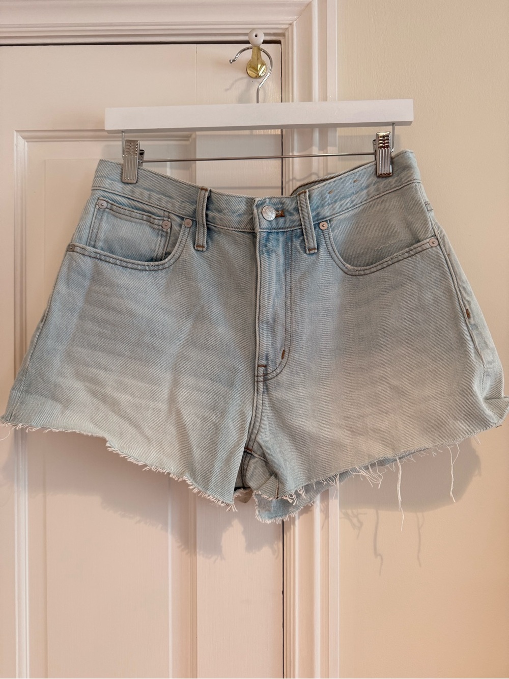 Madewell Light Wash Frayed Hem Denim Shorts